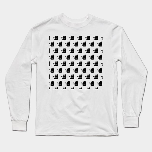 Meow time black cat pattern Long Sleeve T-Shirt by bigmoments